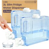 Slim Fridge Water Dispenser 3L – 2 Pack with Tap – Reusable Cold Drink Container for Travel, Camping, Picnic & Outdoor Use - Image 1