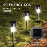 CUQOO Outdoor Solar Pathway Lights – 10 LED White Stake Lights, Waterproof Stainless Steel for Garden, Patio, Driveway - Image 4