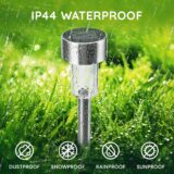CUQOO Outdoor Solar Pathway Lights – 10 LED White Stake Lights, Waterproof Stainless Steel for Garden, Patio, Driveway - Image 6