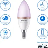 Philips WiZ E14 Smart LED Candle Bulbs – Colour Changing Wi-Fi Enabled, 2-Pack - Image 4