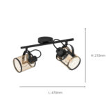 Eglo Dellow Contemporary Black & Brass Ceiling Light Set (2 Pack) - Image 3