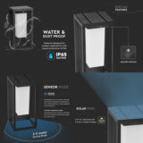 V-TAC 2W LED Solar Wall Light – IP65 Waterproof, Samsung Chip, Warm White (220lm, Grey) - Image 8