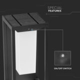 V-TAC 2W LED Solar Wall Light – IP65 Waterproof, Samsung Chip, Warm White (220lm, Grey) - Image 7