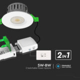 V-TAC Fire Rated LED Downlight IP65 Dimmable 5W/8W – 830lm, CCT 4-in-1 (Cool/Warm/Daylight) - Image 7