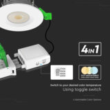 V-TAC Fire Rated LED Downlight IP65 Dimmable 5W/8W – 830lm, CCT 4-in-1 (Cool/Warm/Daylight) - Image 8