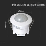 V-TAC Recessed PIR Motion Sensor – White, 6m Range, IP20 Indoor Ceiling Mount - Image 2