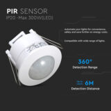 V-TAC Recessed PIR Motion Sensor – White, 6m Range, IP20 Indoor Ceiling Mount - Image 3