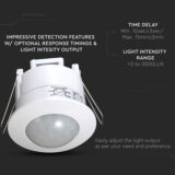 V-TAC Recessed PIR Motion Sensor – White, 6m Range, IP20 Indoor Ceiling Mount - Image 5